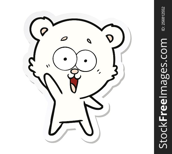 Sticker Of A Waving Teddy  Bear Cartoon