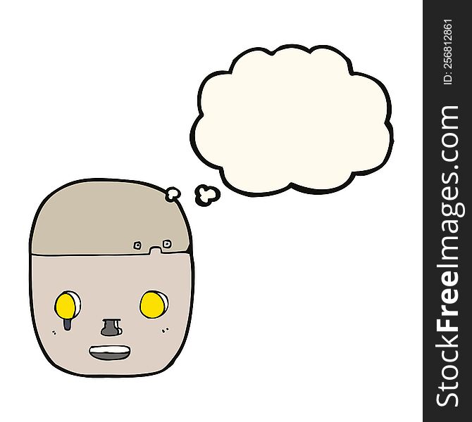 Cartoon Robot Head With Thought Bubble