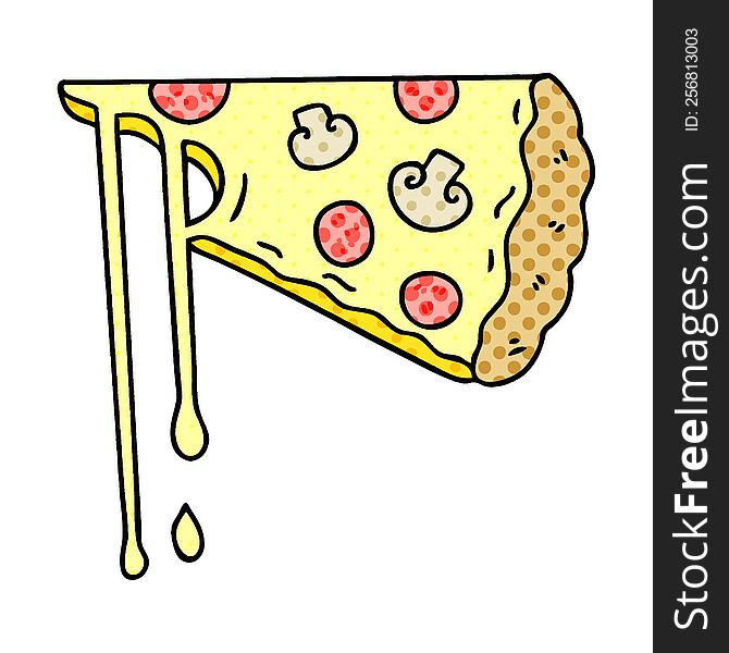 Quirky Comic Book Style Cartoon Cheesy Pizza