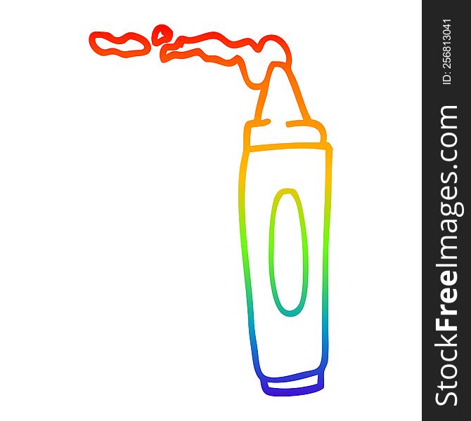 rainbow gradient line drawing of a cartoon coloring crayon