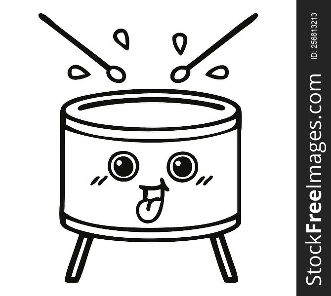 line drawing cartoon of a drum. line drawing cartoon of a drum