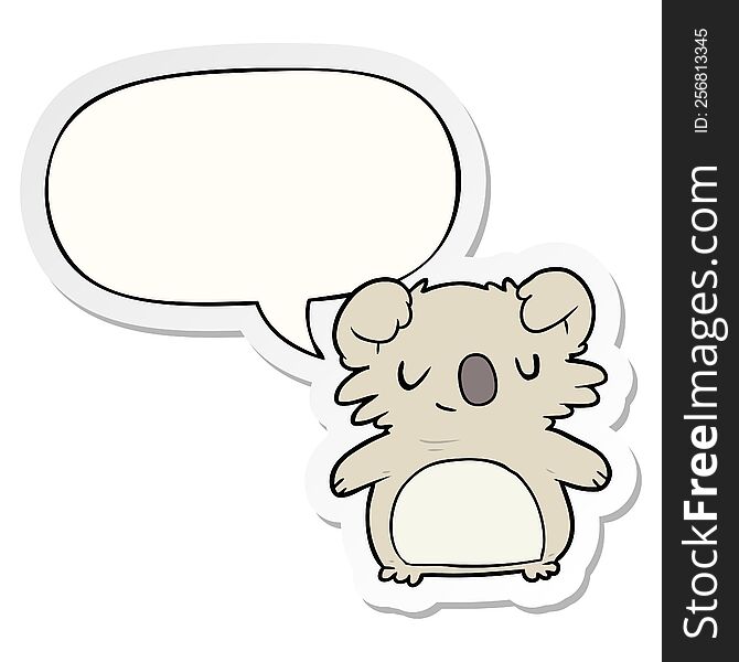 cute cartoon koala and speech bubble sticker