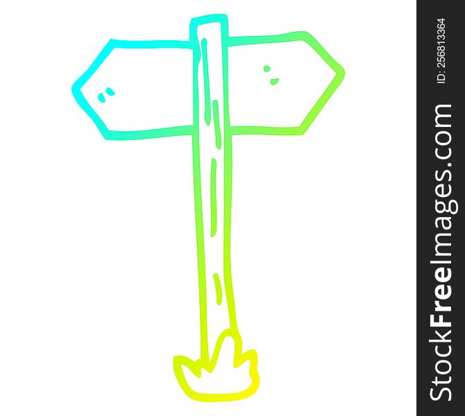 cold gradient line drawing of a cartoon sign posts