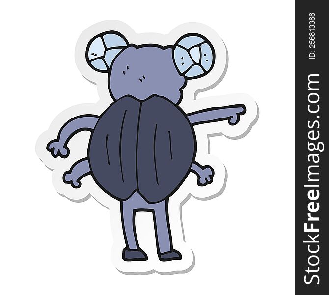 sticker of a cartoon pointing insect