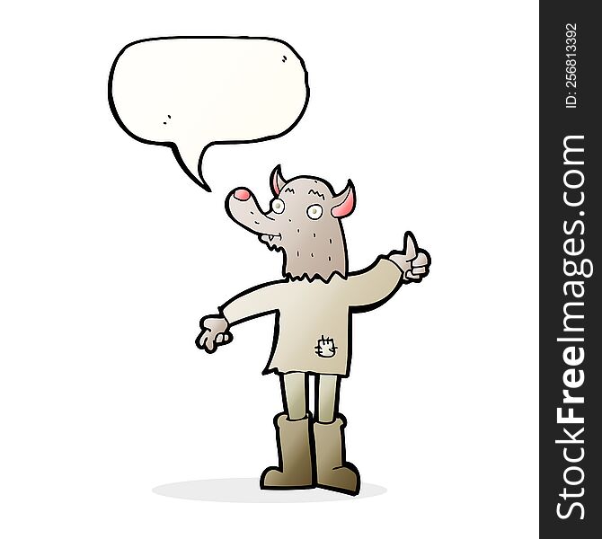 Cartoon Funny Werewolf With Speech Bubble