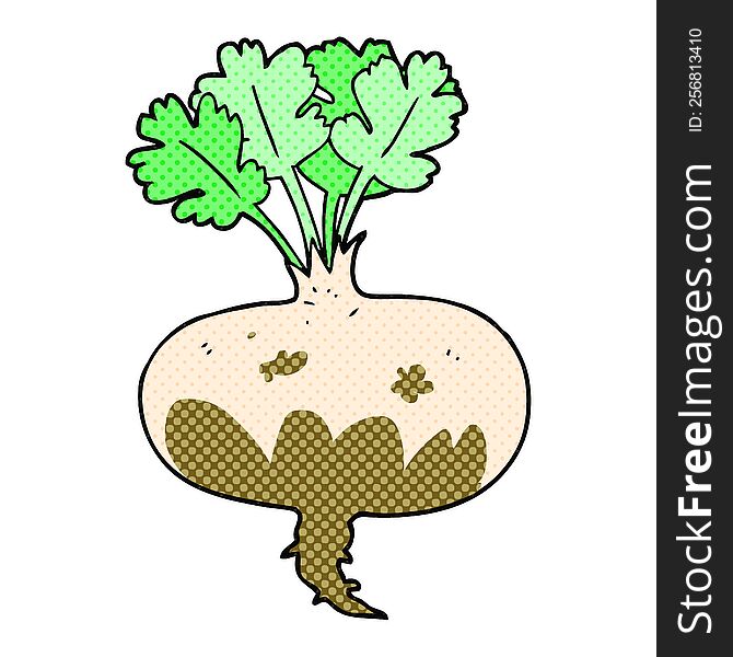 freehand drawn comic book style cartoon muddy turnip