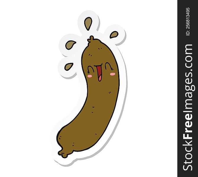 Sticker Of A Happy Cartoon Sausage