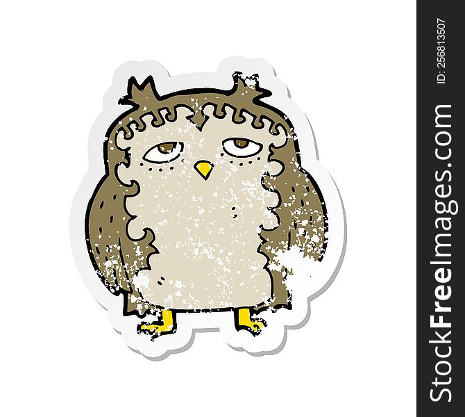 Retro Distressed Sticker Of A Cartoon Wise Old Owl