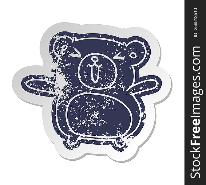 distressed old sticker kawaii cute teddy bear