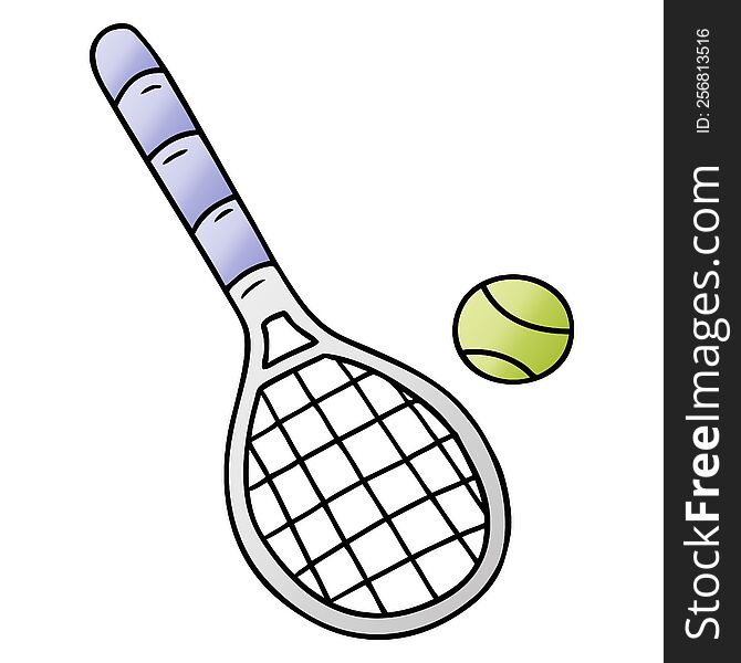 Gradient Cartoon Doodle Tennis Racket And Ball