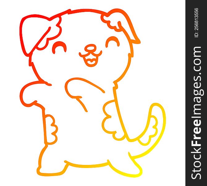 warm gradient line drawing of a cute cartoon puppy