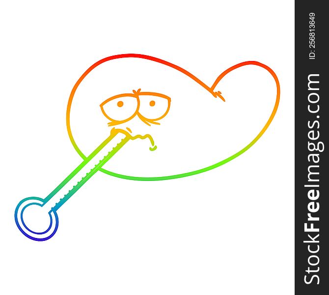 rainbow gradient line drawing of a cartoon ill gall bladder