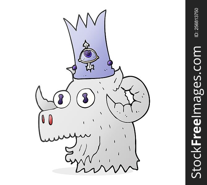 Cartoon Ram Head With Magical Crown