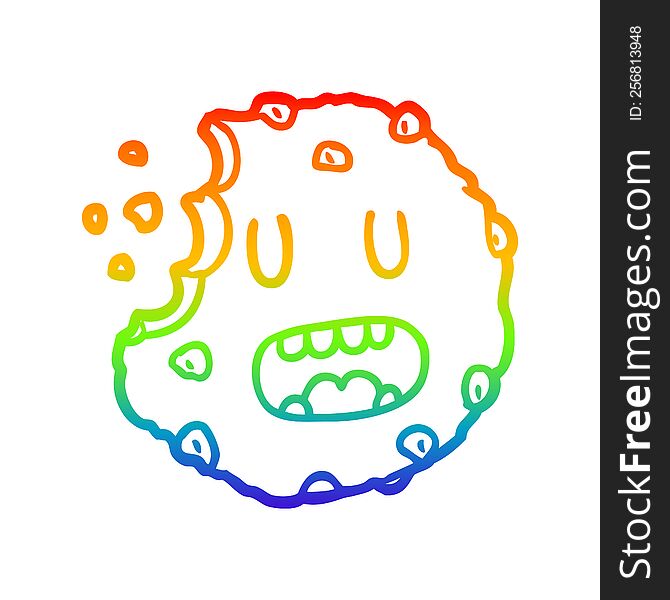 rainbow gradient line drawing of a Cartoon cookie