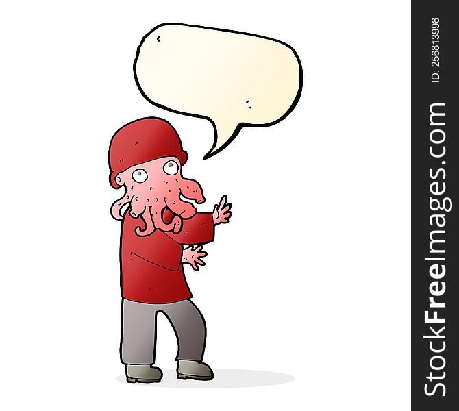 Cartoon Alien Man With Speech Bubble