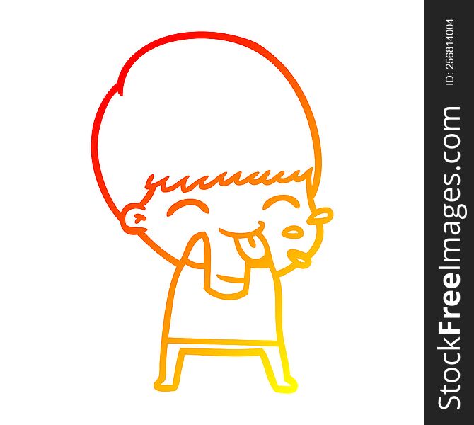 warm gradient line drawing of a cartoon boy blowing raspberry