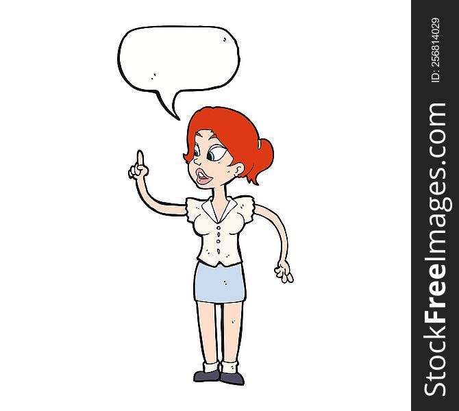 cartoon woman with great idea with speech bubble