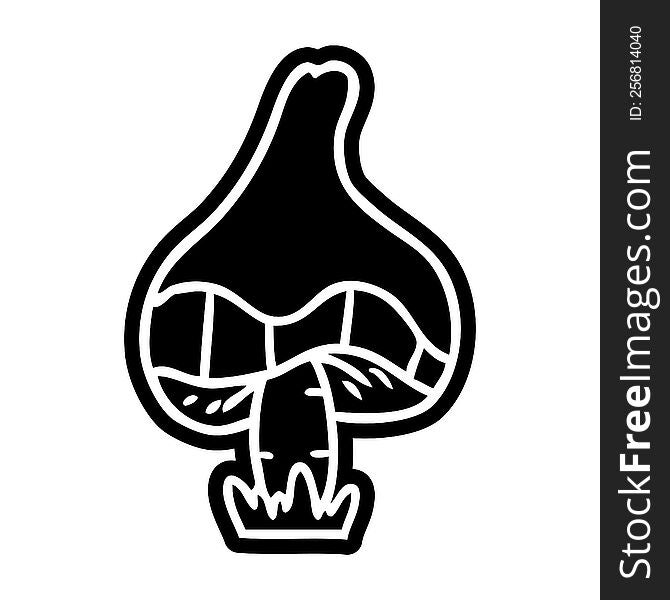 cartoon icon drawing of a single mushroom