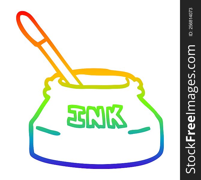 Rainbow Gradient Line Drawing Cartoon Ink Pot