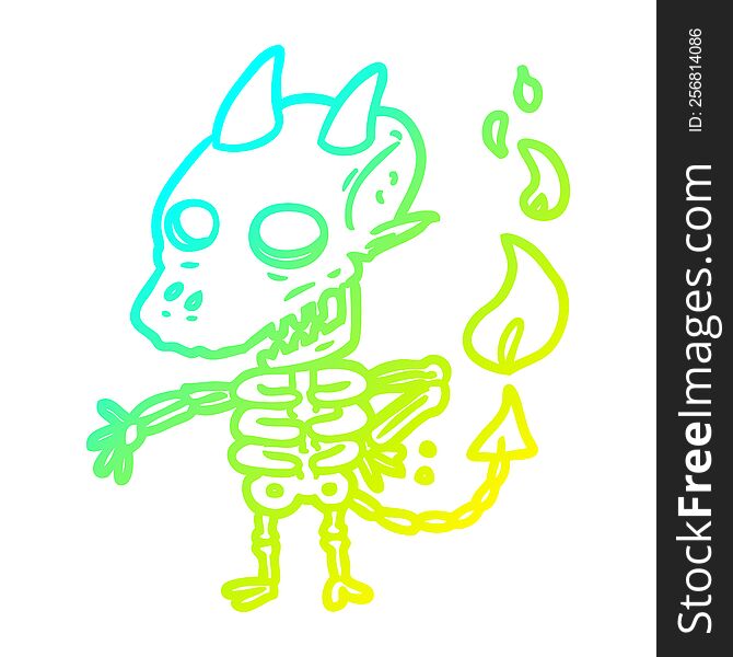 cold gradient line drawing of a spooky skeleton demon