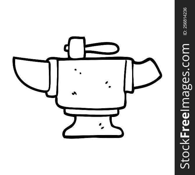 Line Drawing Cartoon Heavy Old Anvil