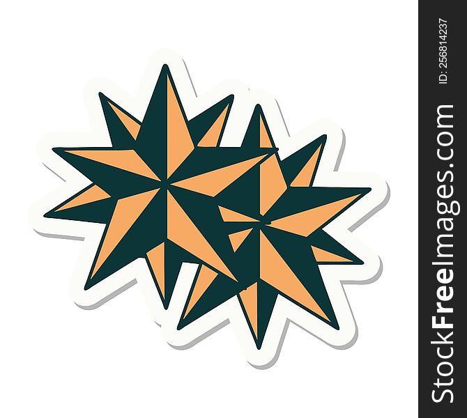 sticker of tattoo in traditional style of stars. sticker of tattoo in traditional style of stars