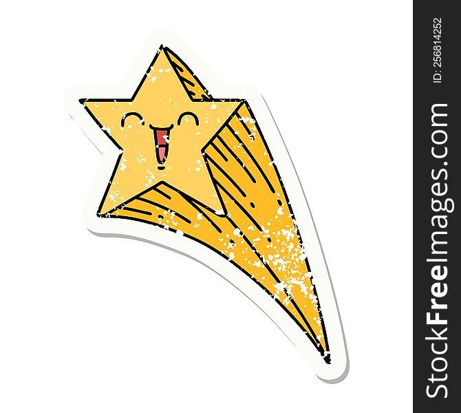 worn old sticker of a tattoo style shooting star. worn old sticker of a tattoo style shooting star