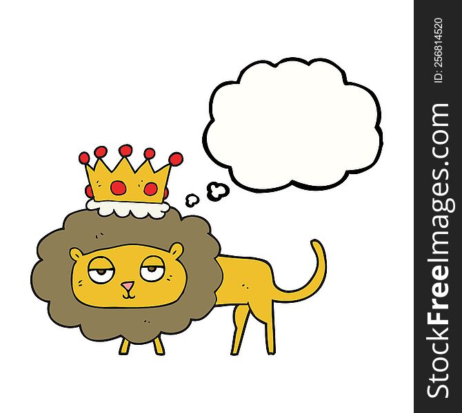 thought bubble cartoon lion with crown