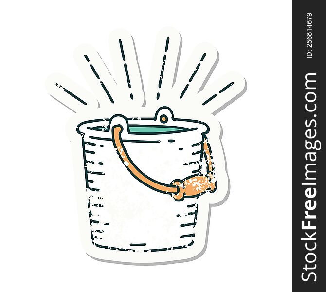 Grunge Sticker Of Tattoo Style Bucket Of Water