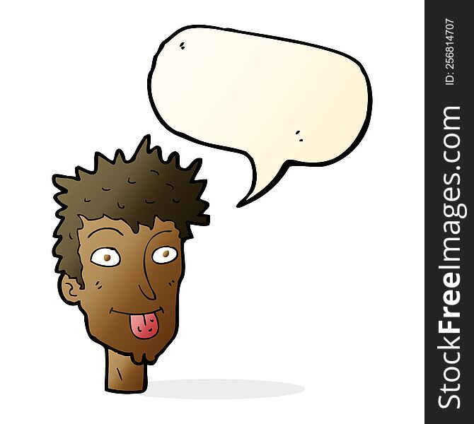 Cartoon Man Sticking Out Tongue With Speech Bubble