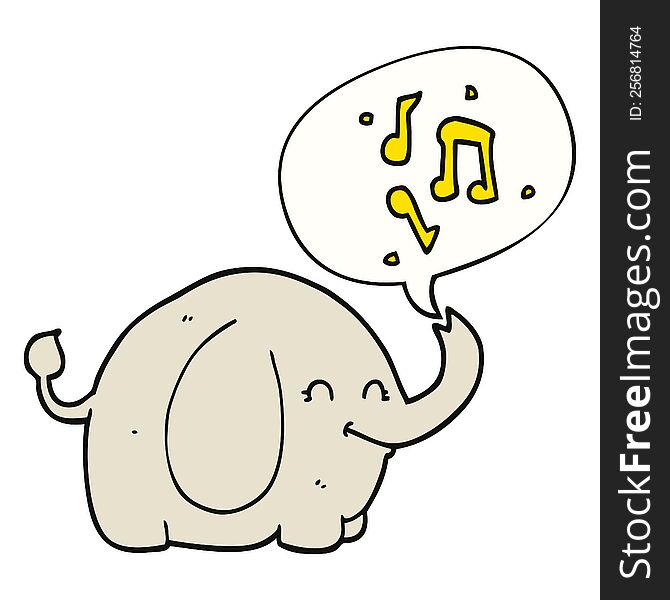 Cartoon Trumpeting Elephant And Speech Bubble
