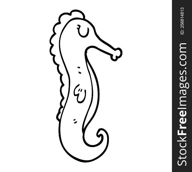 line drawing cartoon sea horse
