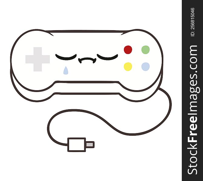 flat color retro cartoon game controller