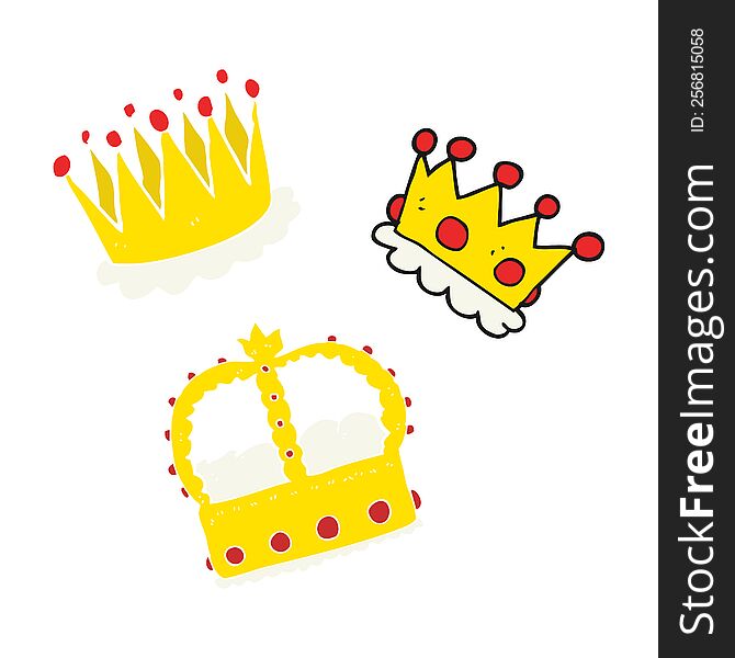 Flat Color Illustration Of A Cartoon Crowns