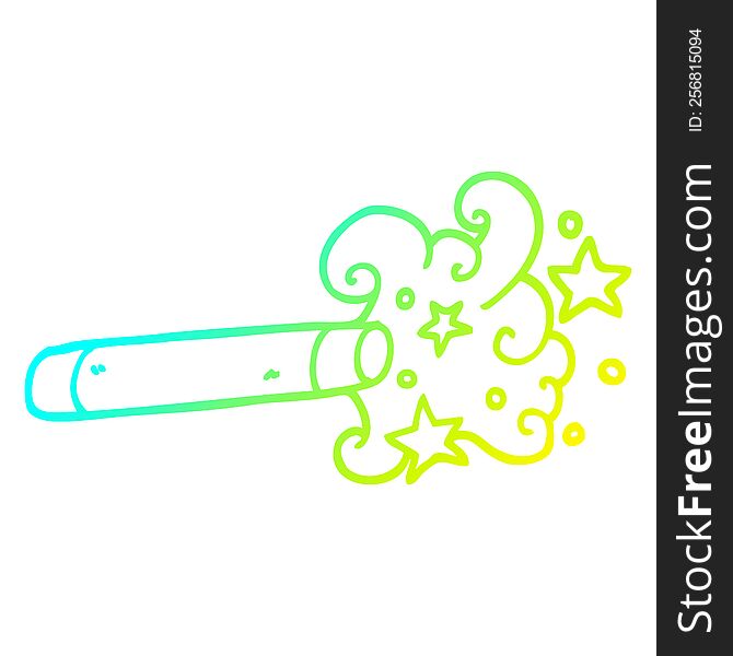 cold gradient line drawing of a cartoon magician wand