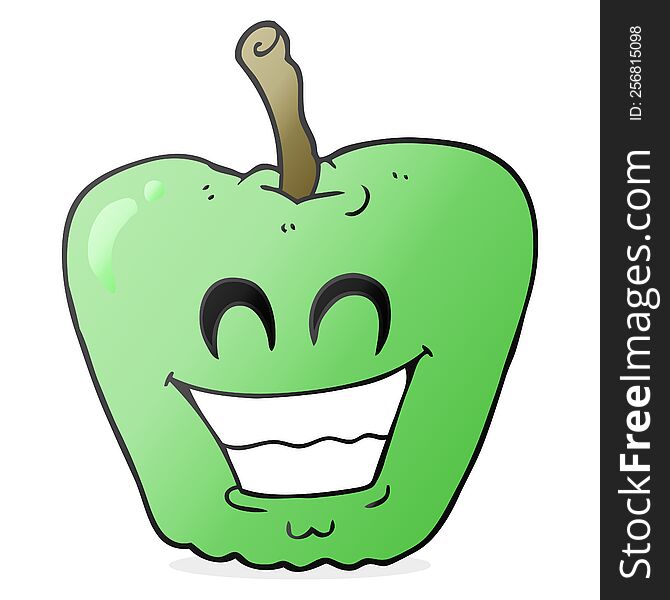 freehand drawn cartoon grinning apple