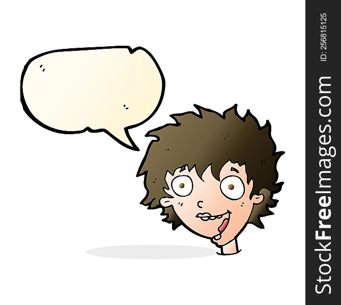 Cartoon Crazy Excited Woman With Speech Bubble