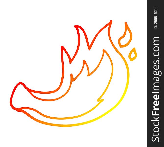 warm gradient line drawing of a cartoon flame