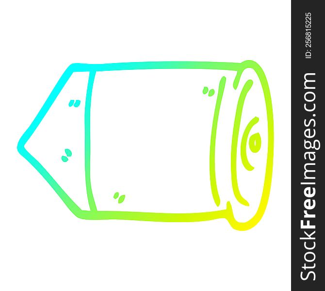 cold gradient line drawing of a cartoon bullet