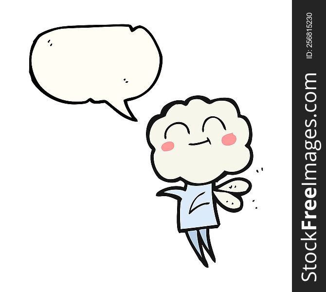 freehand drawn speech bubble cartoon cute cloud head imp