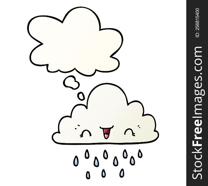 cartoon storm cloud and thought bubble in smooth gradient style