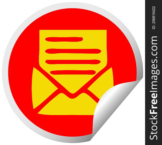 Circular Peeling Sticker Cartoon Letter And Envelope
