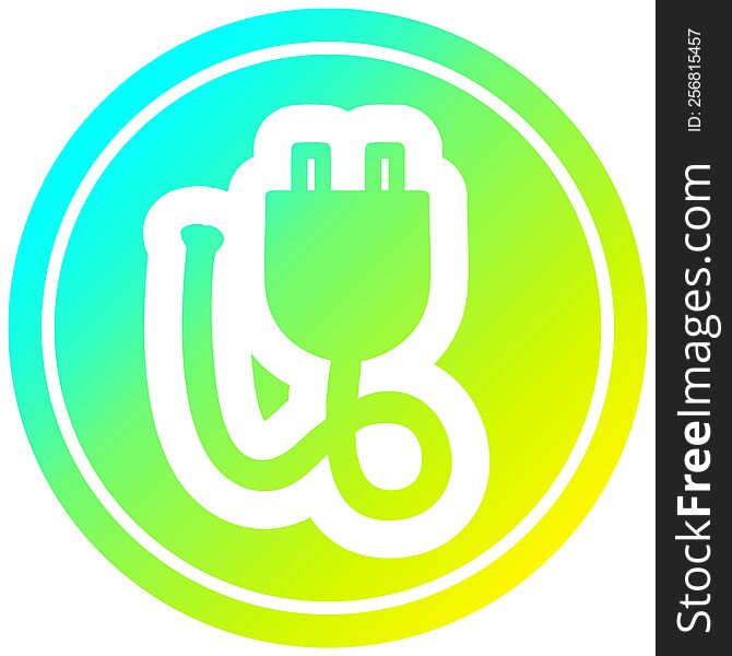 Electrical Plug Circular In Cold Gradient Spectrum