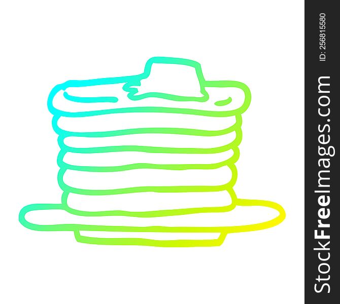 Cold Gradient Line Drawing Cartoon Stack Of Pancakes