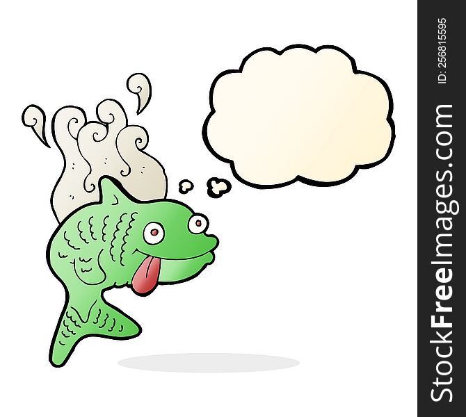Cartoon Smelly Fish With Thought Bubble
