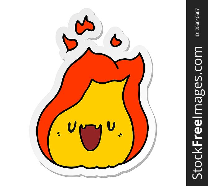sticker cartoon illustration kawaii cute fire flame. sticker cartoon illustration kawaii cute fire flame