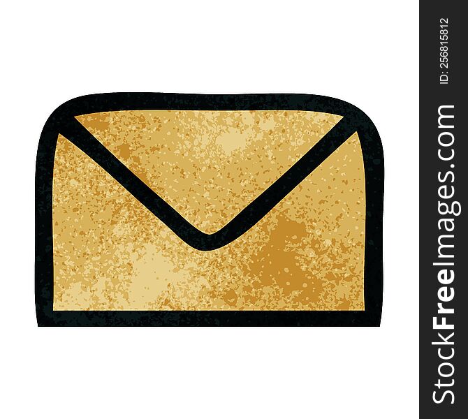 retro grunge texture cartoon of a paper envelope