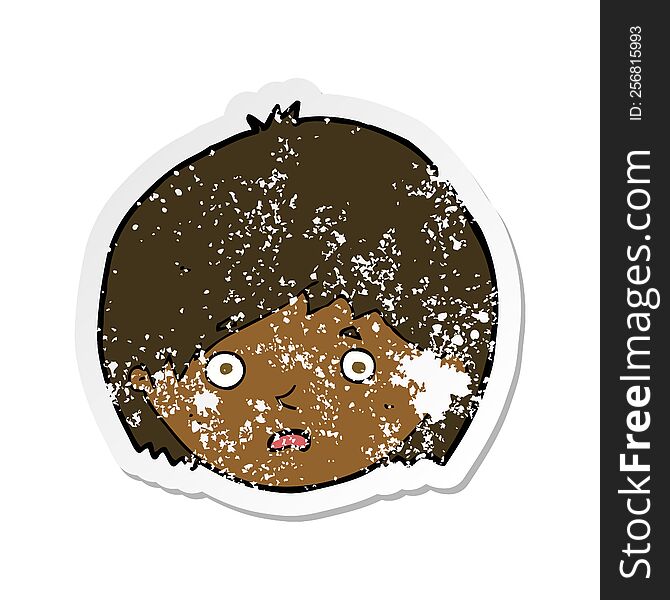 Retro Distressed Sticker Of A Cartoon Unhappy Boy