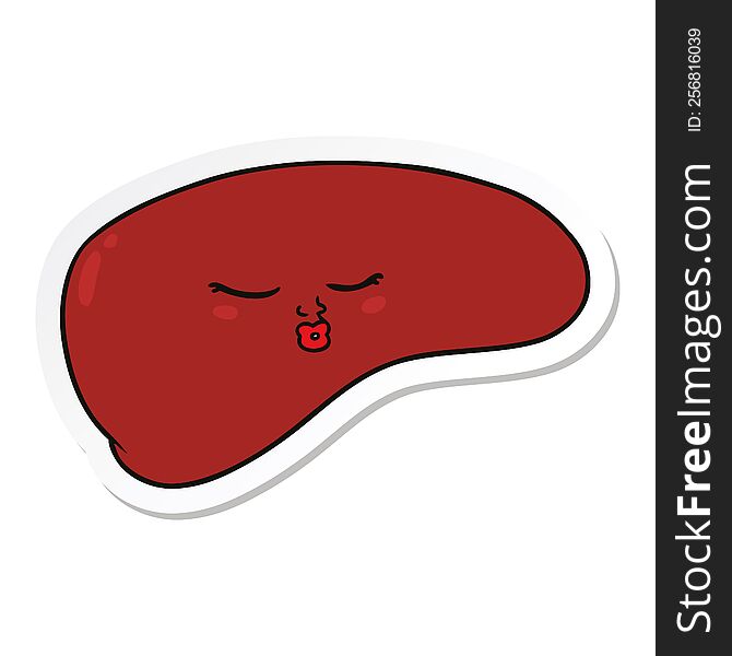 Sticker Of A Cartoon Liver