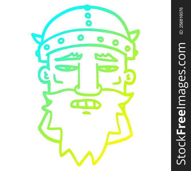 cold gradient line drawing of a cartoon viking face